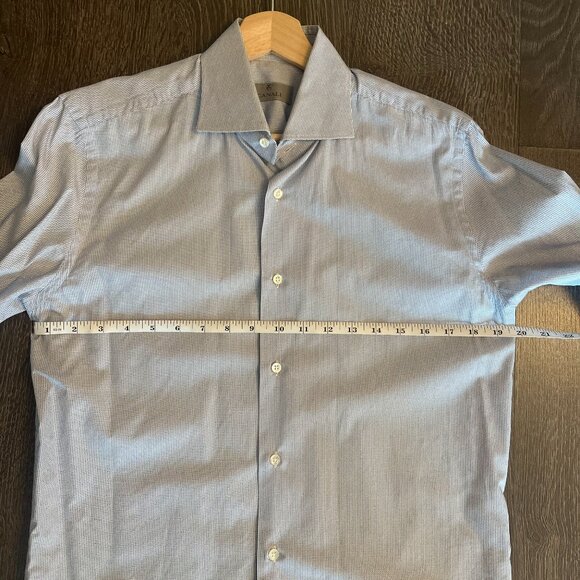 Canali Microprint Blue Dress Shirt - Picture 3 of 5